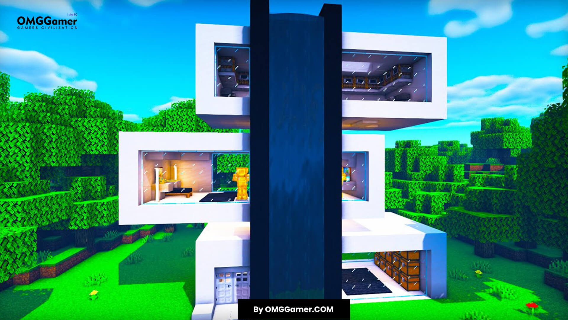Minecraft Waterfall House Minecraft Waterfall House