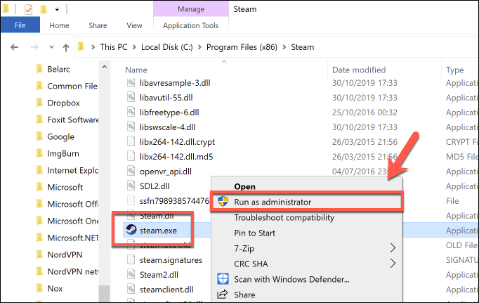 Run Steam as Administrator Run Steam as Administrator