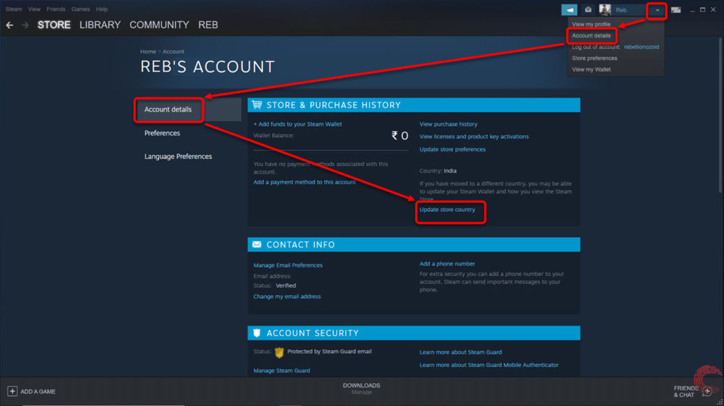 Steam Change Country Region Steam Change Country Region