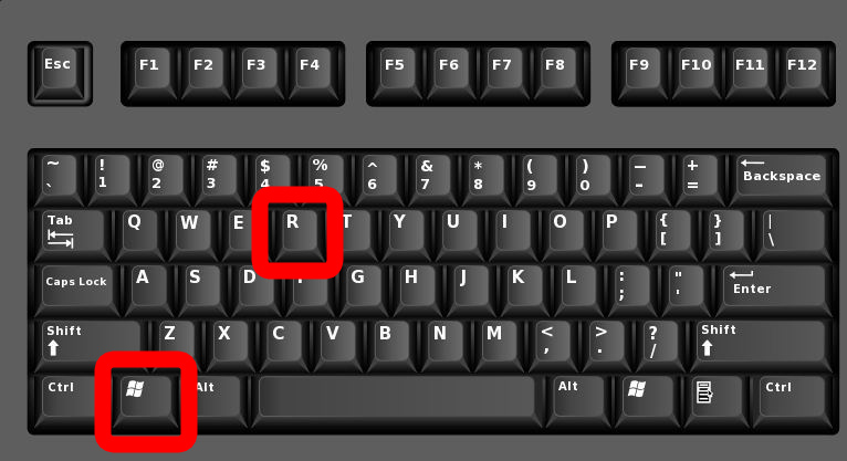 Windows Button + R Key Windows Button + R Key
