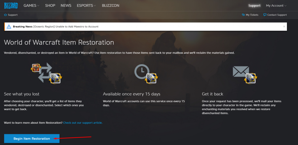 blizzard wow item restoration blizzard wow item restoration